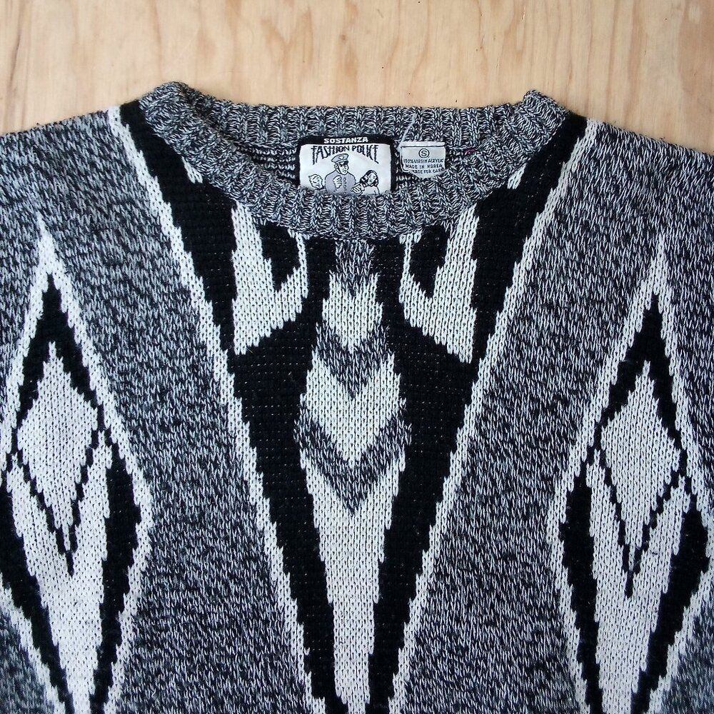 Vintage Fashion Police Abstract Geometric Crewneck Sweater